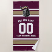 Teamfarben und Mascot Personalisiert Strandtuch (Vorderseite)