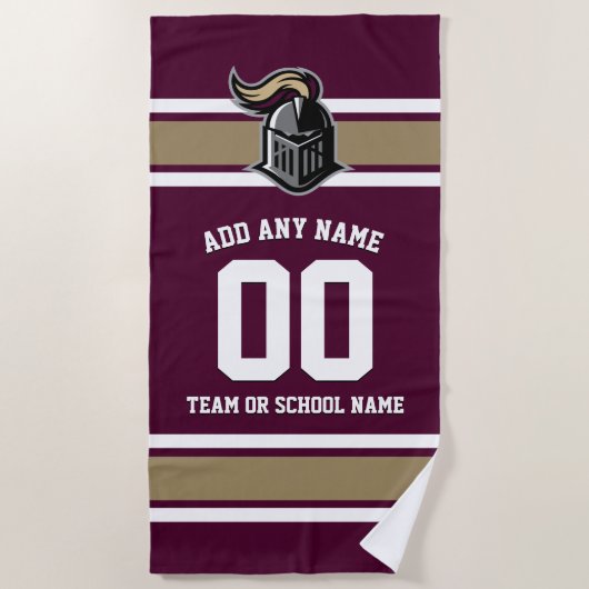 Teamfarben und Mascot Personalisiert Strandtuch (Vorderseite)