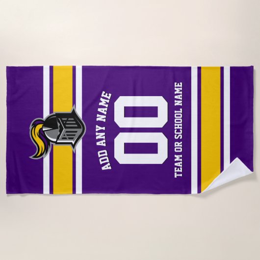 Teamfarben und Mascot Personalisiert Strandtuch (Vorderseite)