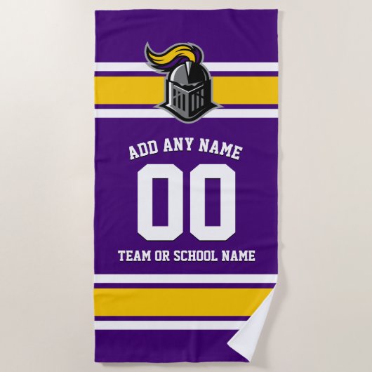 Teamfarben und Mascot Personalisiert Strandtuch (Vorderseite)