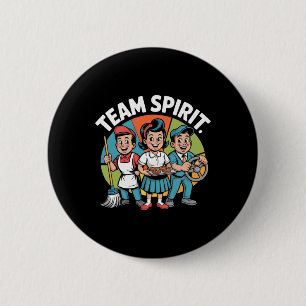 Teamgeist Zurück zur Schule Retro Positive Arbeits Button