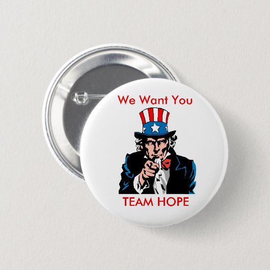 teamhope3, wollen wir Sie, TEAM-HOFFNUNG Button (Vorne & Hinten)