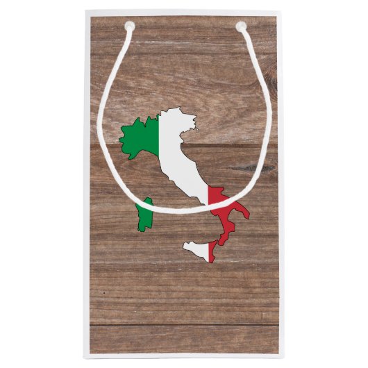Teamitalien-Flaggen-Karte auf Holz Kleine Geschenktüte (Rückseite)