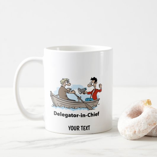 Teamleiter Cartoon-Mann Kaffeetasse (Mit Donut)