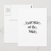 Teammitglied der Braut Postkarte (Vorne/Hinten)