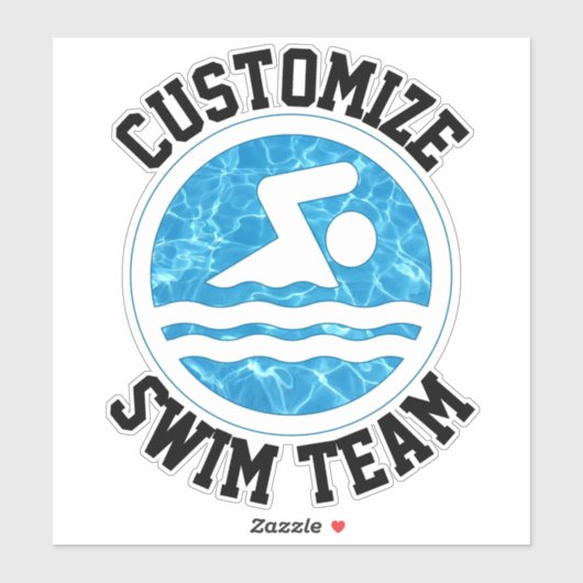 Teamname des Swim Teams Schwimmen und Tauchen Aufkleber (Blatt)
