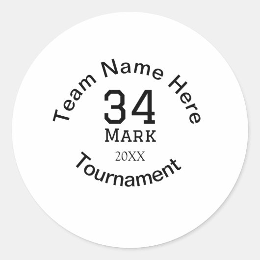 Teamname hier Name Turnierjahr hinzufügen Runder Aufkleber (Vorderseite)