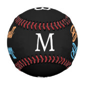 Teamname Number Mit Monogramm Moderne Stilvoll Baseball (Rückseite)
