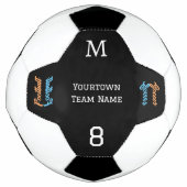 Teamname Number Mit Monogramm Moderne Stilvoll Fußball (Vorderseite)