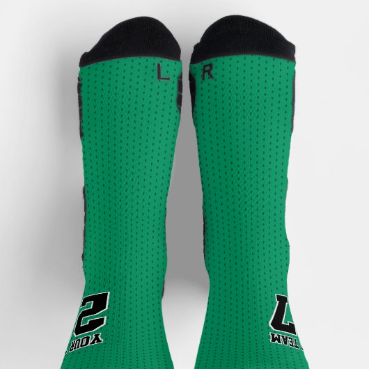 Teamname Nummer grüner schwarzer gepunkteter Sport Socken (Oben)