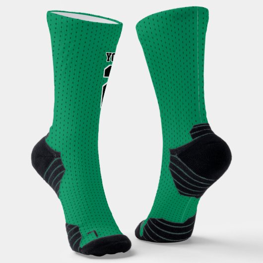Teamname Nummer grüner schwarzer gepunkteter Sport Socken (Gewinkelt)