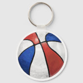 Teamname und Anzahl Red White Blue Basketball Schlüsselanhänger (Rückseite)