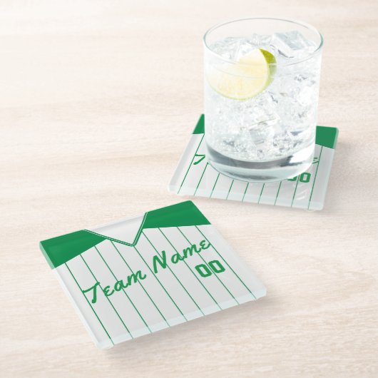 Teamname und Nummer Untersetzer Softball Baseball (Schrägansicht)