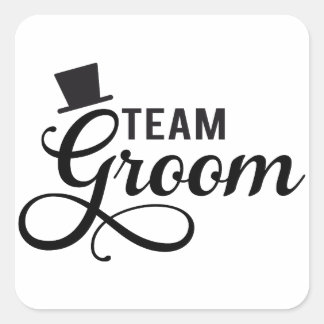 Teamraum mit Hut, Textdesign für T - Shirt Quadratischer Aufkleber