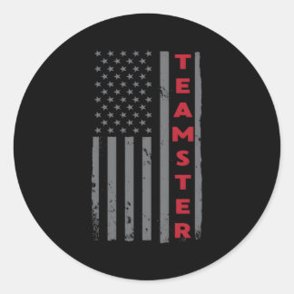 Teamster American Flag Patriotic Truck Driver Us T Runder Aufkleber