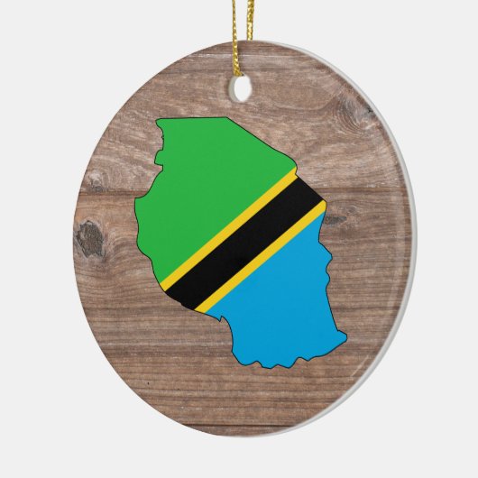 Teamtanzania-Flaggen-Karte auf Holz Keramik Ornament (Links)
