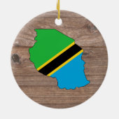 Teamtanzania-Flaggen-Karte auf Holz Keramik Ornament (Hinten)