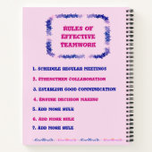 Teamwork 2022 Blue and Pink Spiral Notebook Notizblock (Rückseite)