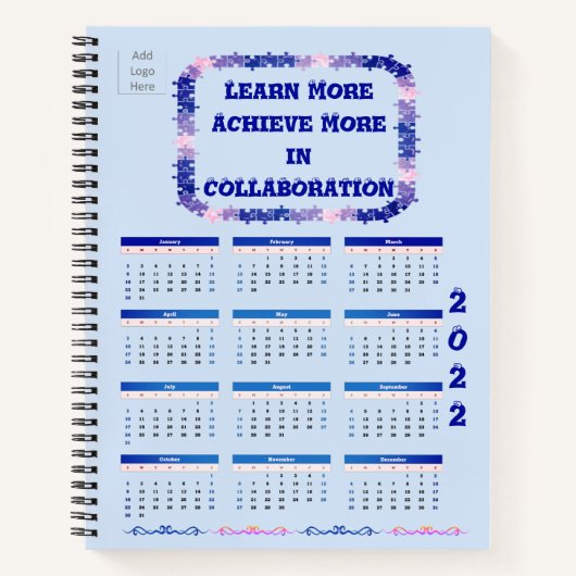 Teamwork 2022 Blue and Pink Spiral Notebook Notizblock (Vorderseite)