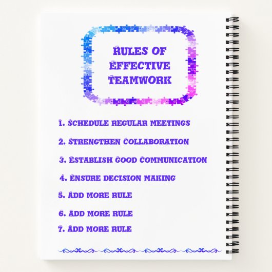Teamwork 2022 Lila Spiral-Notebook Notizblock (Rückseite)