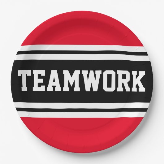 TEAMWORK Athletic Bright Red Black Racing Stripes Pappteller (Vorderseite)