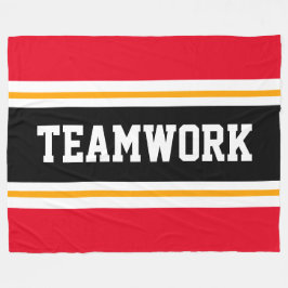 TEAMWORK Athletic Bright Red Schwarz-weiß Stripes Fleecedecke
