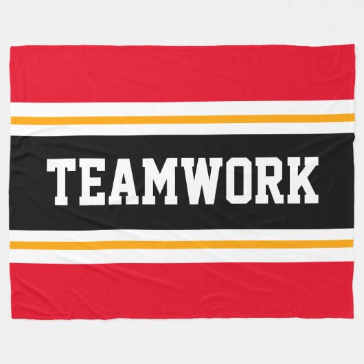 TEAMWORK Athletic Bright Red Schwarz-weiß Stripes Fleecedecke (Vorderseite (Horizontal))