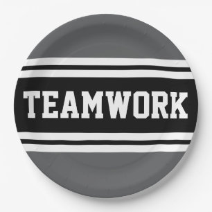 TEAMWORK Athletic Graue Schwarz-weiße Rennstrecken Pappteller