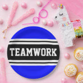 TEAMWORK Athletic Royal Blue Black Racing Stripes Pappteller (Party)