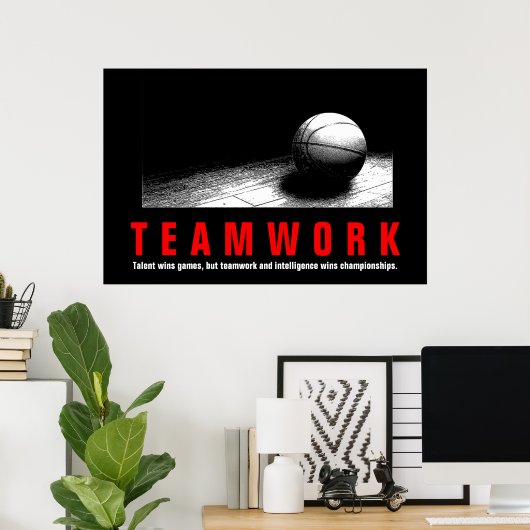 Teamwork Basketball Inspiration Zitat Spieler Poster (Heimbüro)