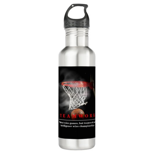 Teamwork Basketball Motivational Inspirational Edelstahlflasche (Vorderseite)