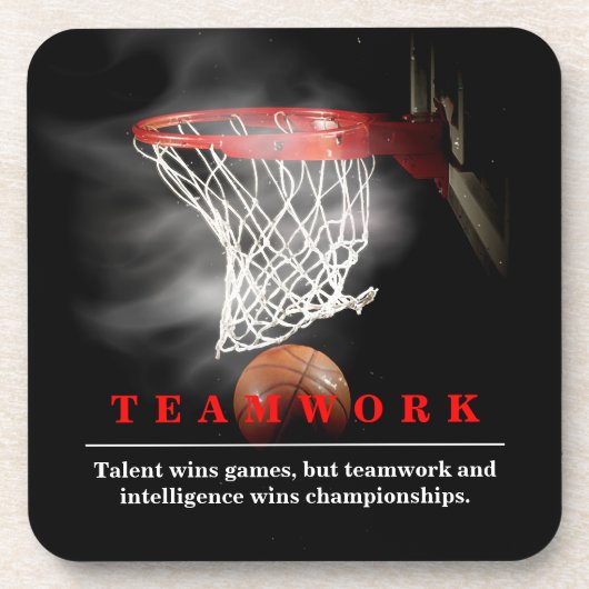 Teamwork Basketball Motivational Inspirational Getränkeuntersetzer (Vorderseite)