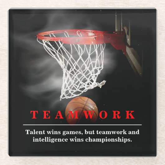 Teamwork Basketball Motivational Inspirational Glasuntersetzer (Vorderseite)