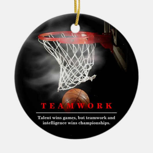 Teamwork Basketball Motivational Inspirational Keramik Ornament (Vorne)