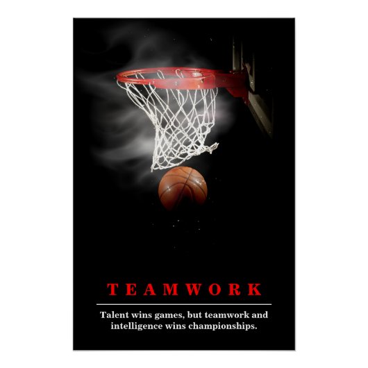Teamwork Basketball Motivational Inspirational Poster (Vorderseite)