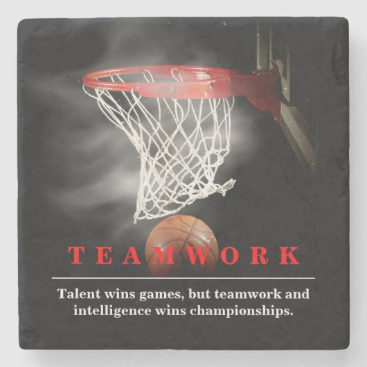 Teamwork Basketball Motivational Inspirational Steinuntersetzer (Vorderseite)