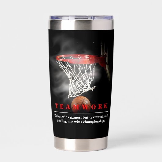 Teamwork Basketball Motivational Inspirational Thermobecher (Vorderseite)