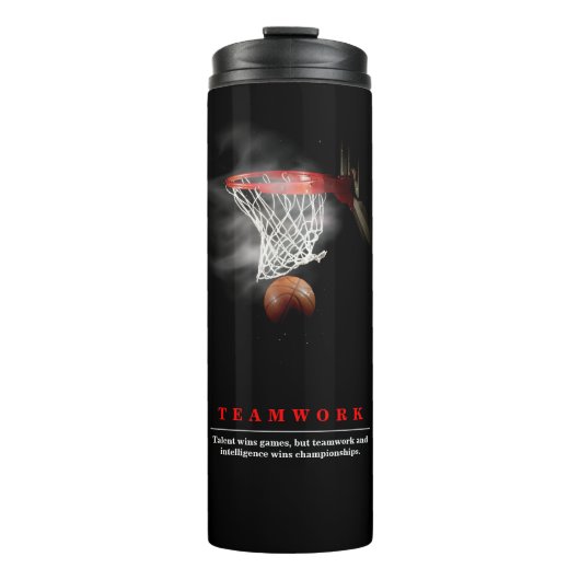 Teamwork Basketball Motivational Inspirational Thermosbecher (Vorderseite)