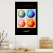 Teamwork Basketball Motivierend Sport Pop Art Poster (Küche)