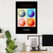 Teamwork Basketball Motivierend Sport Pop Art Poster (Heimbüro)