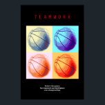Teamwork Basketball Motivierend Sport Pop Art Poster<br><div class="desc">Talent gewinnt Spiele,  Teamarbeit und Intelligenz gewinnen Meisterschaften.- Ich Liebe Dieses Spiel. Beliebte Sportarten - Basketball Game Ball Image.</div>