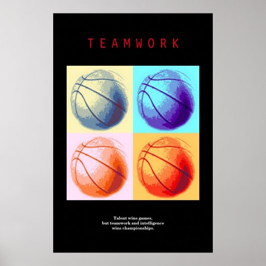Teamwork Basketball Motivierend Sport Pop Art Poster (Vorne)