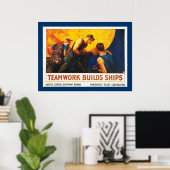 Teamwork baut Schiffe Poster (Heimbüro)