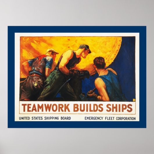 Teamwork baut Schiffe Poster (Vorne)