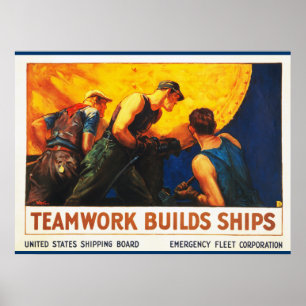 Teamwork baut Schiffe Poster