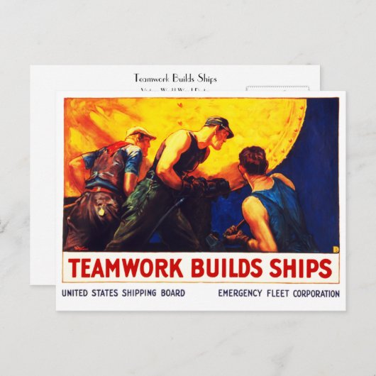 Teamwork baut Schiffe Postkarte (Vorne/Hinten)