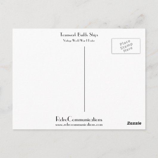 Teamwork baut Schiffe Postkarte (Rückseite)