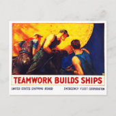 Teamwork baut Schiffe Postkarte (Vorderseite)