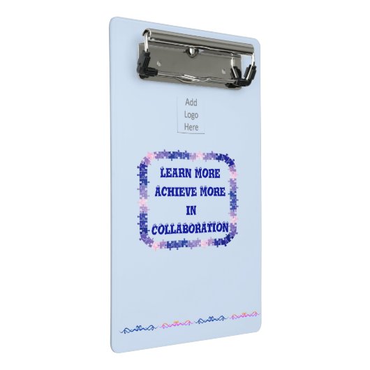 Teamwork Blue and Pink Clipboard Mini Klemmbrett (Schrägansicht)