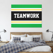 TEAMWORK Bright Green Schwarz-weiß Racing Stripes Leinwanddruck (Insitu (Schlafzimmer))